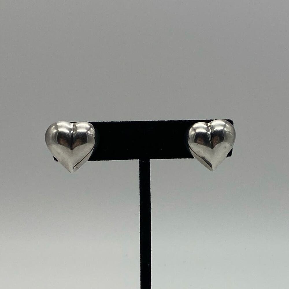 Sterling Silver 925 Puffy Heart post Earrings‎